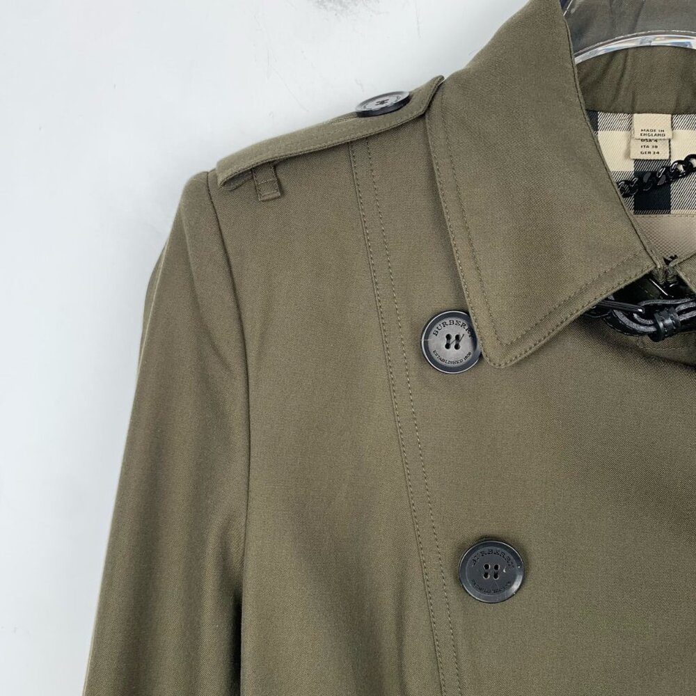 Burberry Collared Double-Breasted Dark Green Cott… - image 3